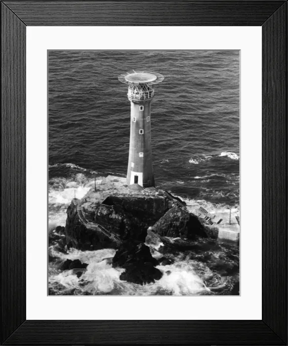 Framed Print : Aerial view of Longships Lighthouse, off Lands End, Cornwall Framed Print : Aerial view of Longships Lighthouse, off Lands End, Cornwall