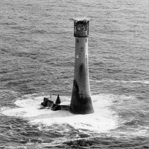 Aerial view of Wolf Rock Lighthouse, off Lands End, Cornwall