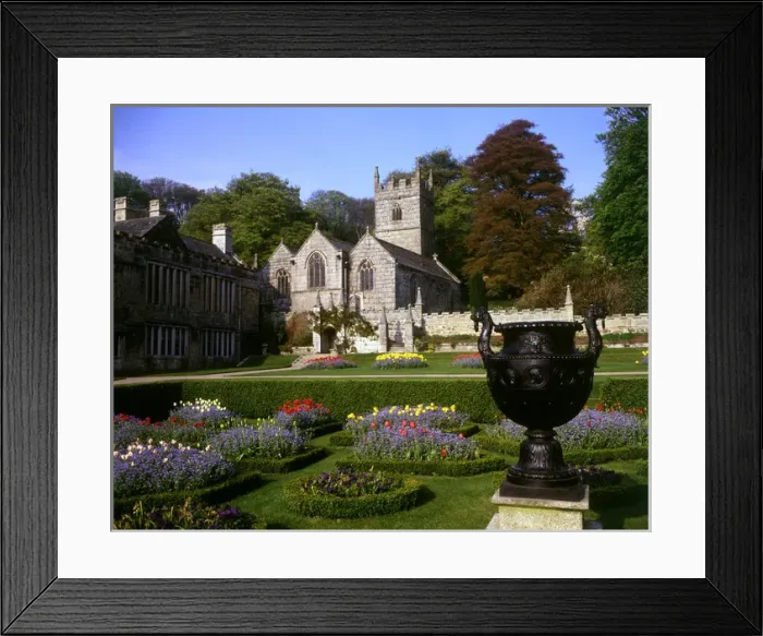 Framed Print : Church, urn and garden, Lanhydrock House, Cornwall Framed Print : Church, urn and garden, Lanhydrock House, Cornwall