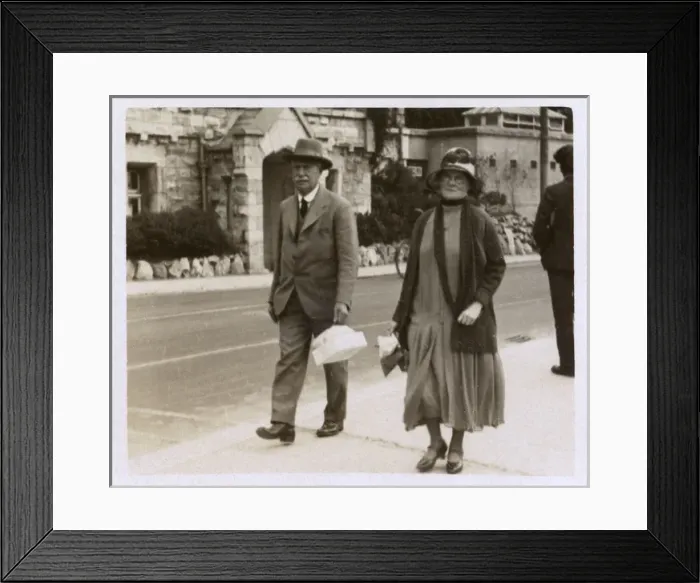 Framed Print : Rather serious older couple on holiday at Torquay, Devon Framed Print : Rather serious older couple on holiday at Torquay, Devon