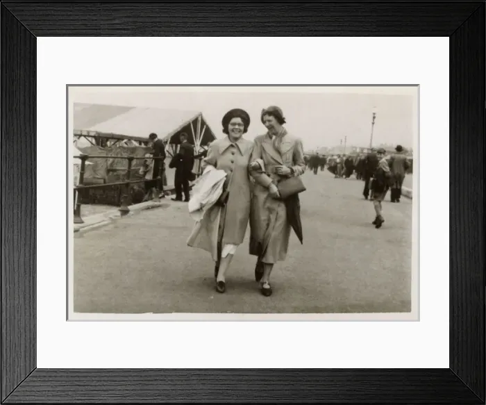 Framed Print : Mother and daughter take the sea air - Cleethorpes Framed Print : Mother and daughter take the sea air - Cleethorpes