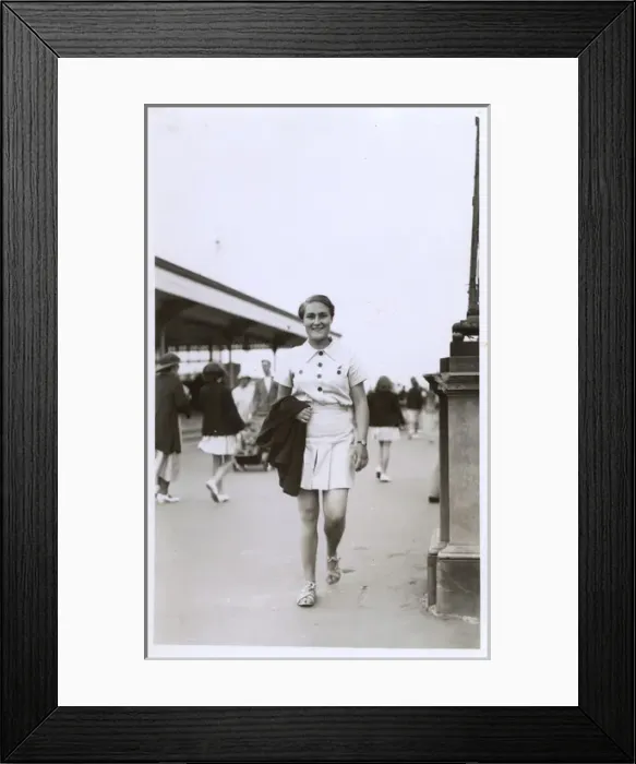 Framed Print : Margate, Kent - confident, strong woman in summer ensemble Framed Print : Margate, Kent - confident, strong woman in summer ensemble
