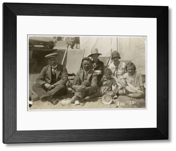 Framed Print : Family group on the beach - Paignton, Devon Framed Print : Family group on the beach - Paignton, Devon