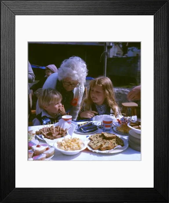 Framed Print : Children and elderly lady at a street party Framed Print : Children and elderly lady at a street party