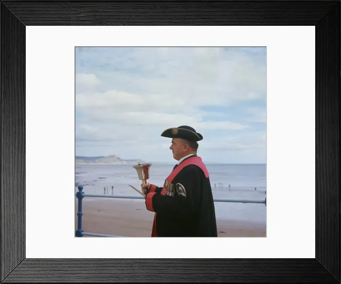 Framed Print : Town crier in action, Lyme Regis, Dorset