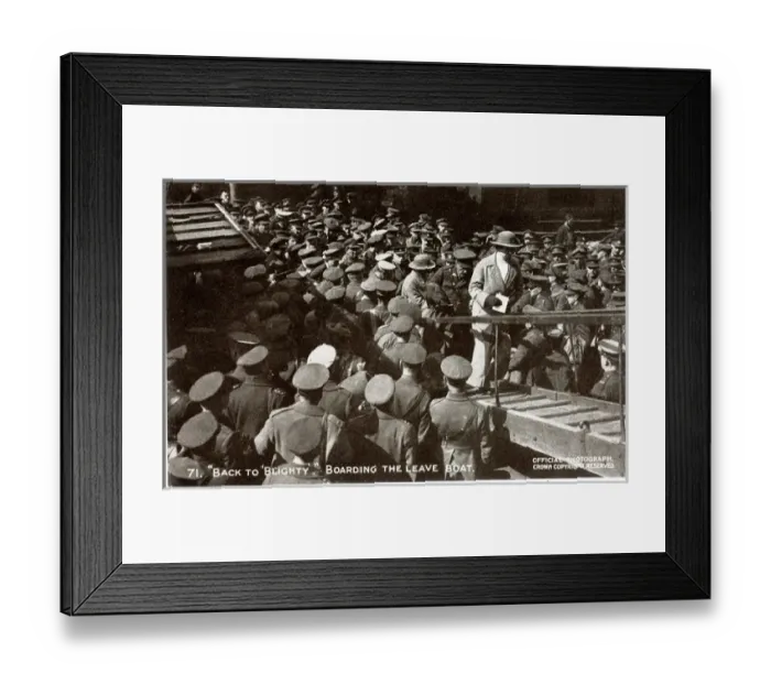 Framed Print : Back to Blighty, boarding the leave boat, WW1 Framed Print : Back to Blighty, boarding the leave boat, WW1