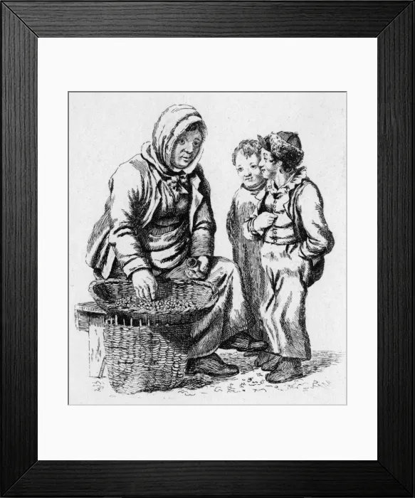 Framed Print : Woman selling cockles in Scotland, c. 1830 Framed Print : Woman selling cockles in Scotland, c. 1830