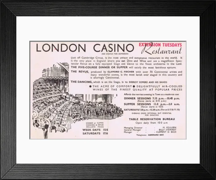 Framed Print : A flyer for the show Folies d amour at the London Casino, 19 Framed Print : A flyer for the show Folies d amour at the London Casino, 19