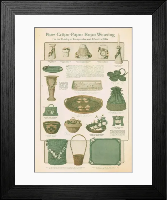 Framed Print : New Crepe-paper Rope weaving projects, 1914 Framed Print : New Crepe-paper Rope weaving projects, 1914