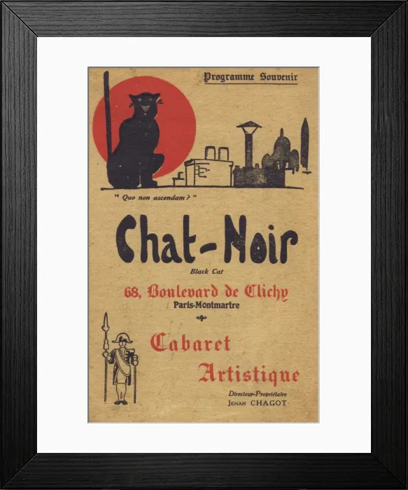 Framed Print : Programme cover for Le Chat Noir, Montmartre, Paris, 1920s Framed Print : Programme cover for Le Chat Noir, Montmartre, Paris, 1920s