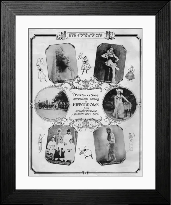 Framed Print : Attractions at the Hippodrome Theatre, New York, 1925-26 Framed Print : Attractions at the Hippodrome Theatre, New York, 1925-26