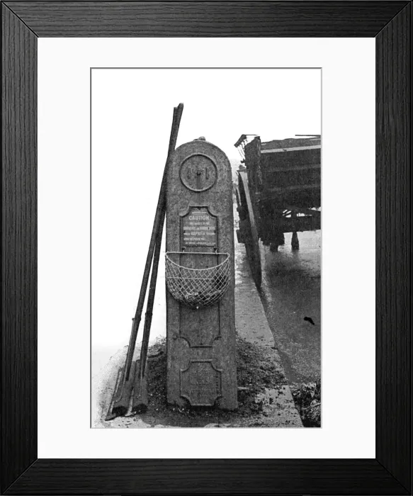 Framed Print : Orange-peel waste basket on a London street Framed Print : Orange-peel waste basket on a London street
