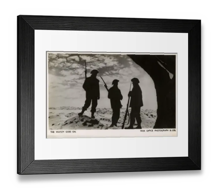 Framed Print : WW2 - Sunset on Western front - British soldiers on guard Framed Print : WW2 - Sunset on Western front - British soldiers on guard