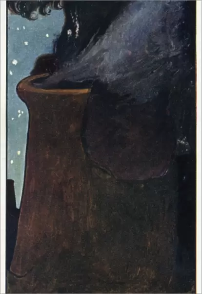 Santa Claus climbing into a chimney by Charles Robinson