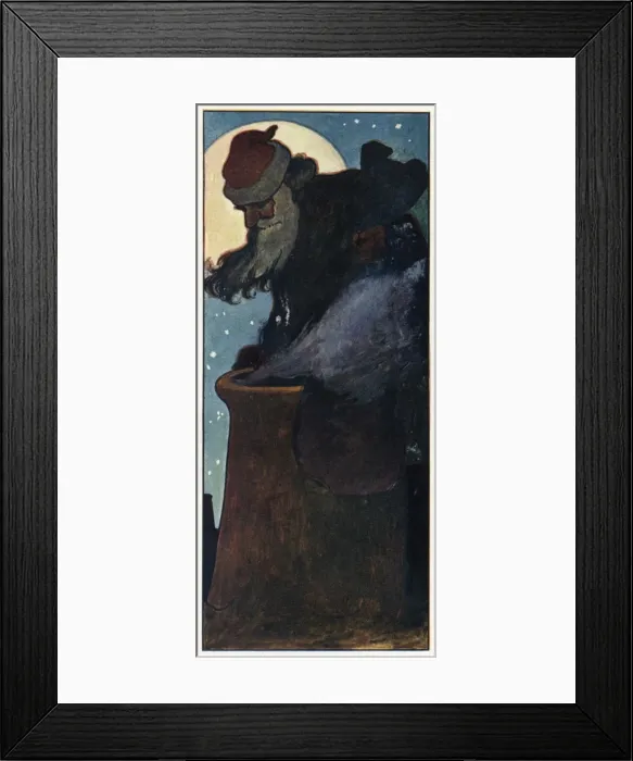 Framed Print : Santa Claus climbing into a chimney by Charles Robinson Framed Print : Santa Claus climbing into a chimney by Charles Robinson