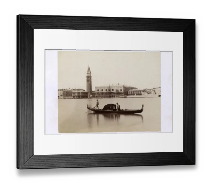Framed Print : Venice, Italy - Covered Gondola with view of Doges Palace Framed Print : Venice, Italy - Covered Gondola with view of Doges Palace