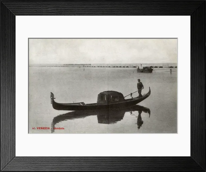 Framed Print : Venice, Italy - Covered gondola and the Railway Bridge Framed Print : Venice, Italy - Covered gondola and the Railway Bridge