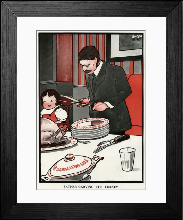 Framed Print : Father Carving the Turkey by Charles Robinson Framed Print : Father Carving the Turkey by Charles Robinson