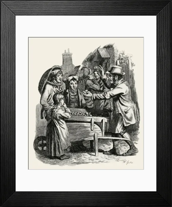 Framed Print : Selling apples from a barrow in Scotland, 1830 Framed Print : Selling apples from a barrow in Scotland, 1830