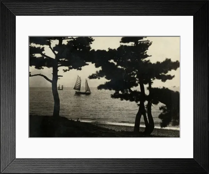 Framed Print : View of water and sailing boats, Japan Framed Print : View of water and sailing boats, Japan