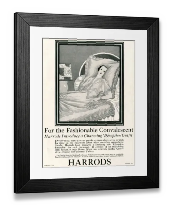 Framed Print : For the Fashionable Convalescent - Harrods advertisement Framed Print : For the Fashionable Convalescent - Harrods advertisement