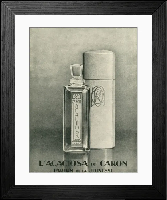 Framed Print : L Acaciosa de Caron fragrance advertisement Framed Print : L Acaciosa de Caron fragrance advertisement