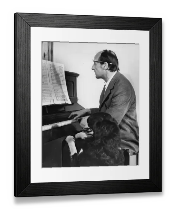 Framed Print : Man and dog at the piano Framed Print : Man and dog at the piano