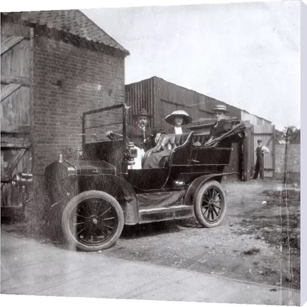 Three people in a car, Southwold, Suffolk