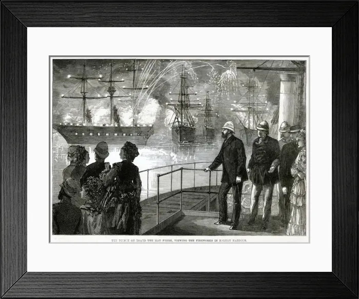 Framed Print : Prince of Wales on board May Frere, viewing Bombay fireworks Framed Print : Prince of Wales on board May Frere, viewing Bombay fireworks
