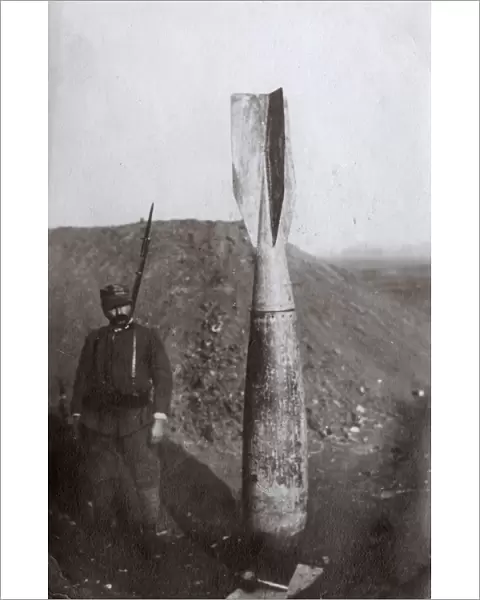 Unexploded German bomb on display, Italy, WW1
