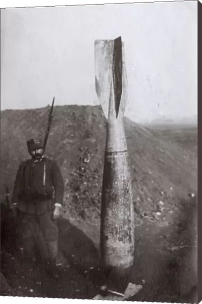 Unexploded German bomb on display, Italy, WW1