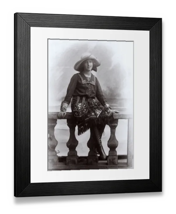 Framed Print : Young woman in a studio photo, wearing fancy dress Framed Print : Young woman in a studio photo, wearing fancy dress