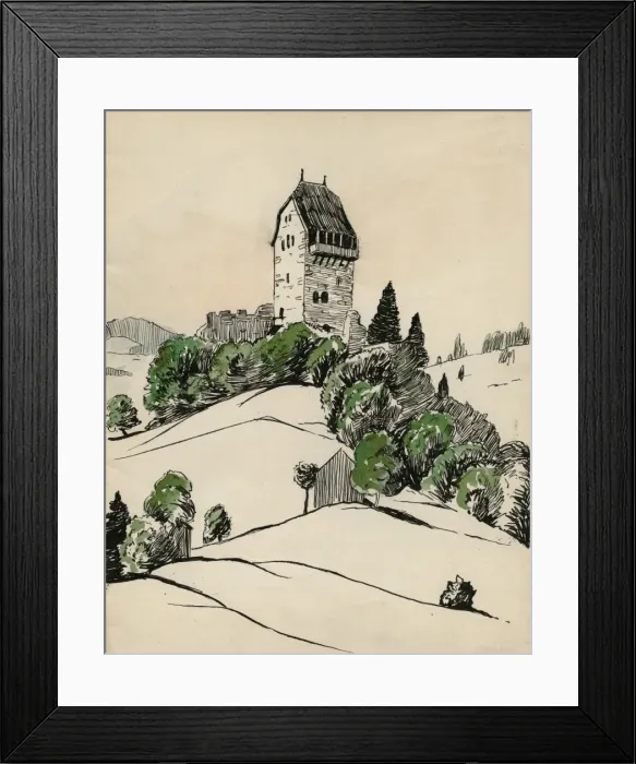 Framed Print : Drawing by Harold Auerbach, Iberg, Switzerland Framed Print : Drawing by Harold Auerbach, Iberg, Switzerland