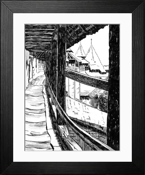Framed Print : Drawing by Harold Auerbach, Morat, Switzerland Framed Print : Drawing by Harold Auerbach, Morat, Switzerland