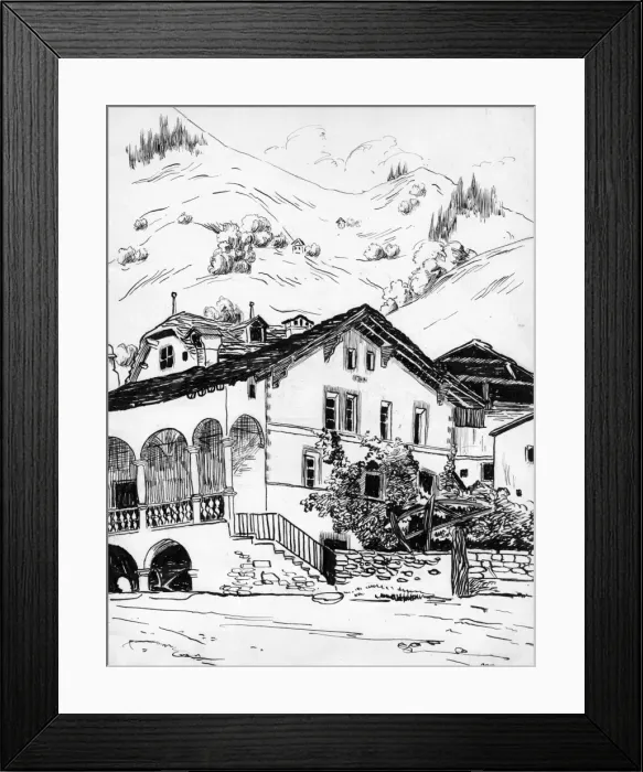 Framed Print : Drawing by Harold Auerbach, Raron, Switzerland Framed Print : Drawing by Harold Auerbach, Raron, Switzerland
