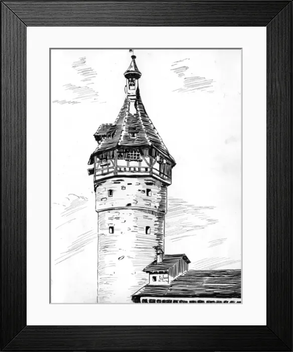 Framed Print : Drawing by Harold Auerbach, Schaffhausen, Switzerland Framed Print : Drawing by Harold Auerbach, Schaffhausen, Switzerland