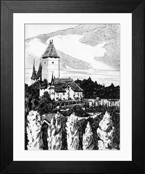 Framed Print : Drawing by Harold Auerbach, Spiez, Switzerland Framed Print : Drawing by Harold Auerbach, Spiez, Switzerland