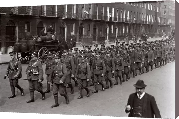 Royal Fusiliers marching in Peckham, SE London, WW1