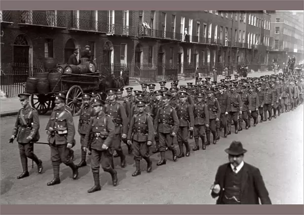 Royal Fusiliers marching in Peckham, SE London, WW1