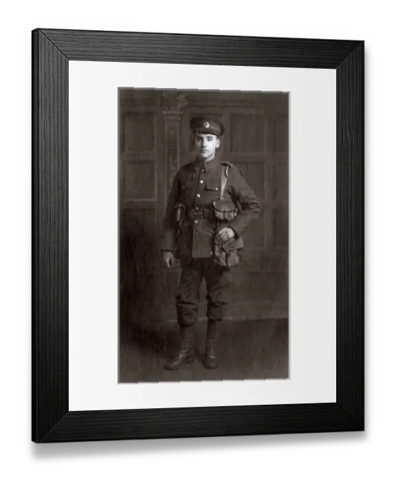 Framed Print : Studio photo, young man in Royal Engineers uniform, WW1 Framed Print : Studio photo, young man in Royal Engineers uniform, WW1