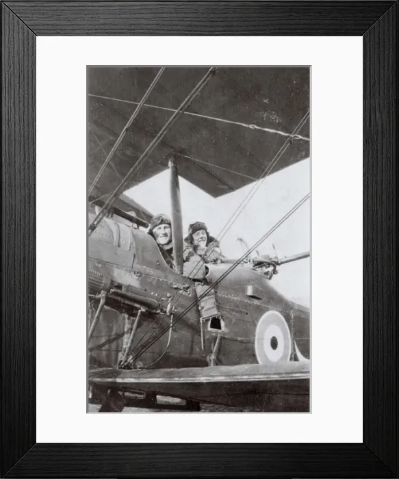 Framed Print : RFC crewmen in plane, Villeselve, Northern France, WW1 Framed Print : RFC crewmen in plane, Villeselve, Northern France, WW1