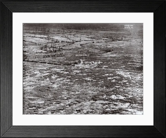 Framed Print : Aerial view, shelled area in Northern France, WW1 Framed Print : Aerial view, shelled area in Northern France, WW1