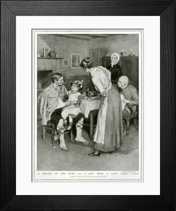 Framed Print : Highland soldier in French home, WW1 by Frank Dadd Framed Print : Highland soldier in French home, WW1 by Frank Dadd