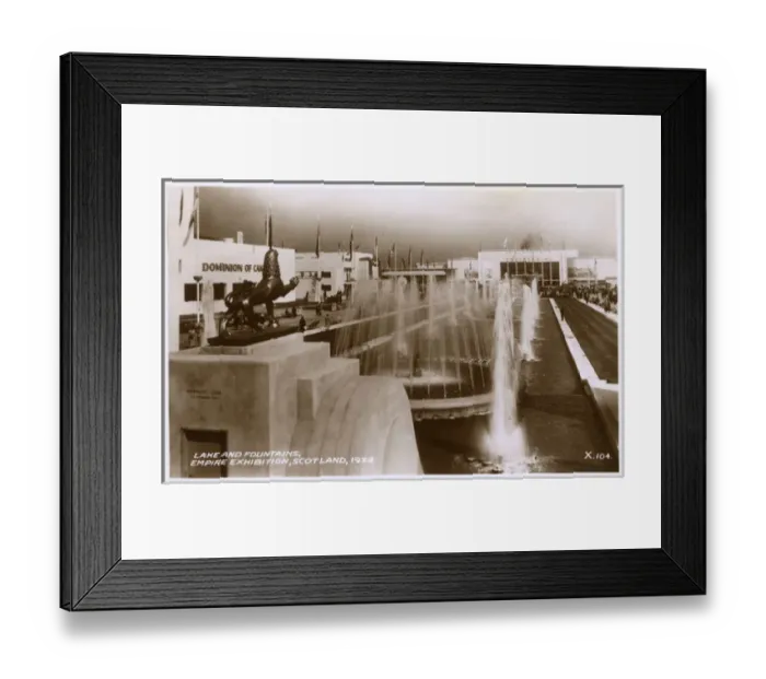 Framed Print : Lake and Fountains - Empire Exhibition, Scotland Framed Print : Lake and Fountains - Empire Exhibition, Scotland