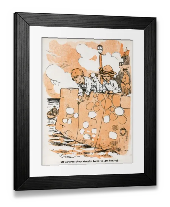 Framed Print : Children fishing Framed Print : Children fishing