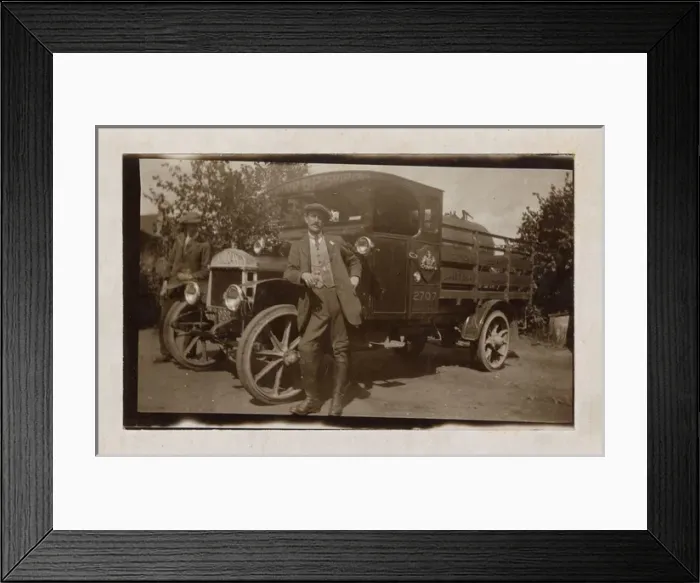 Framed Print : Early Vulcan Petrol Tanker supplying BP motor fuel