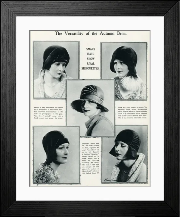 Framed Print : Smart autumn brim hats for late 1929 Framed Print : Smart autumn brim hats for late 1929