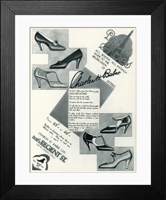 Framed Print : Advert for Charles H. Baber ladies footwear 1929 Framed Print : Advert for Charles H. Baber ladies footwear 1929