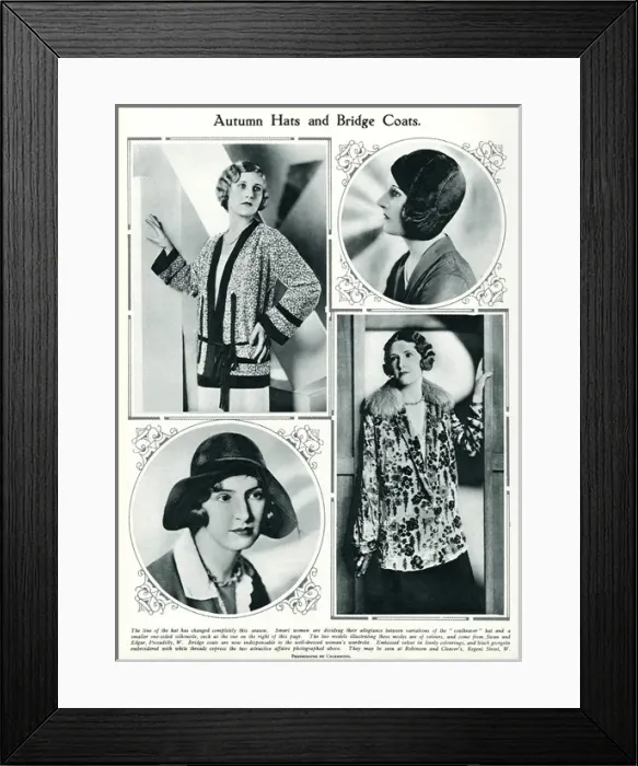 Framed Print : Autumn hats and bridge coats 1929 Framed Print : Autumn hats and bridge coats 1929