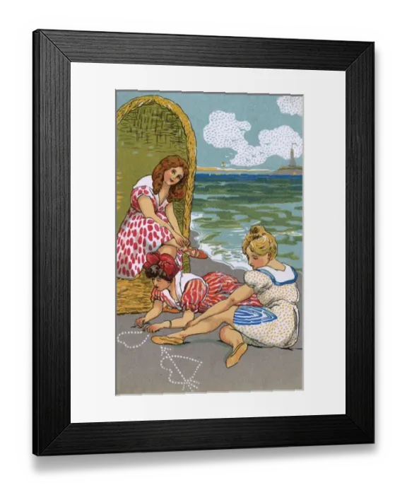 Framed Print : Late 19th century Prussian Bathers - Baltic Coastal Resort Framed Print : Late 19th century Prussian Bathers - Baltic Coastal Resort